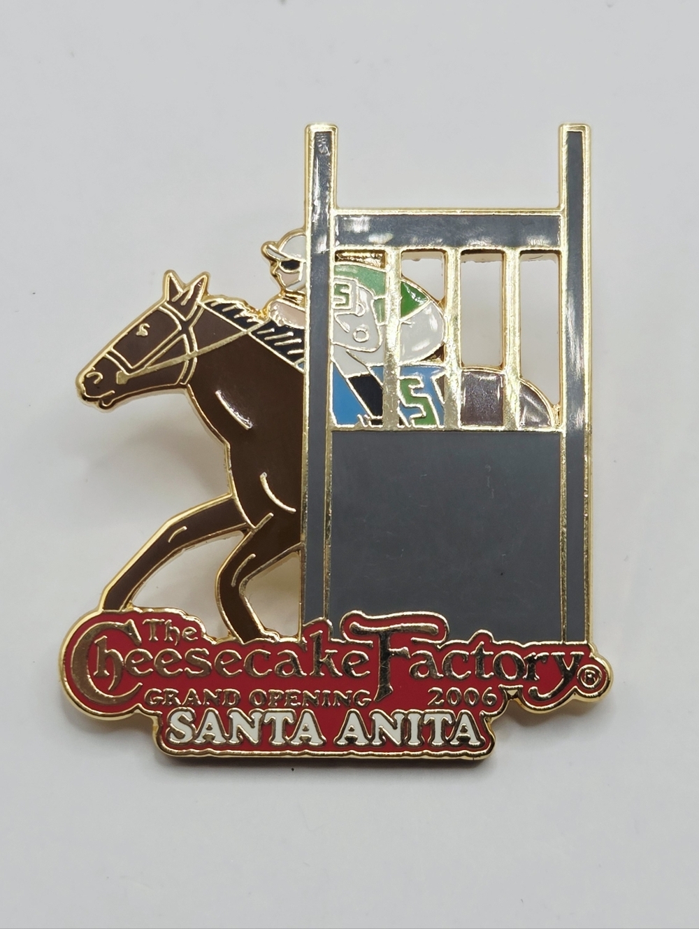 The Cheesecake Factory 2006 Santa Anita CA Grand Opening Pin Hockey Horse